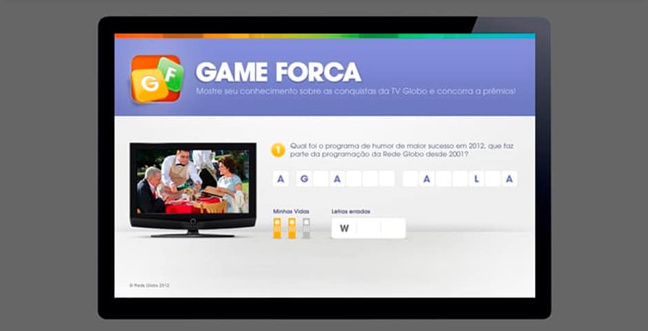 Imagem do Game Forca para a Globo