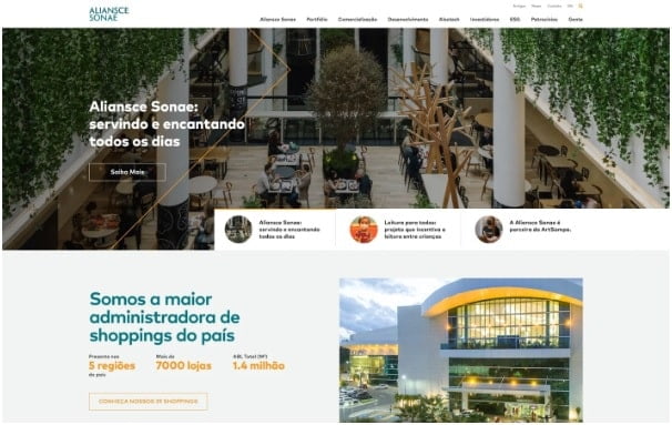 Home do site da Aliansce Sonae