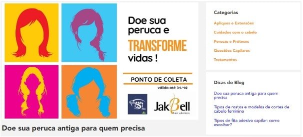 Blog da JakBell. A Estrutura do site foi feita pela Aldeia