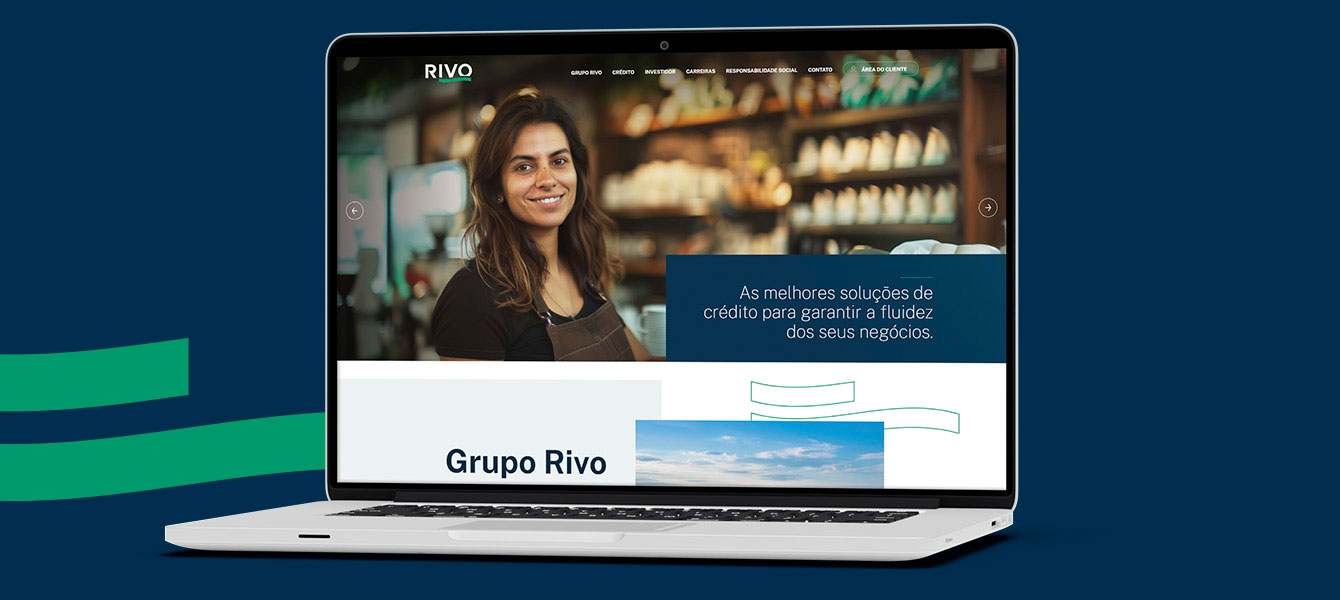Imagem destaque da galeria que mostra um notebook com o site da RIVO